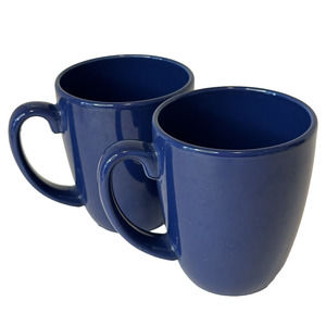CORELLE Coordinates Stoneware Cup/Mugs Royal Deep Blue Set of 2 China Clean